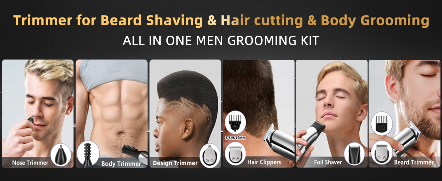 Beard Trimmer for Men, 20 Length Settings, 14-in-1 Cordless Grooming Kit, Waterproof Electric Razor for Men, Hair Trimmer, Nose Hair Trimmer, Cordless Hair Clippers Details 2