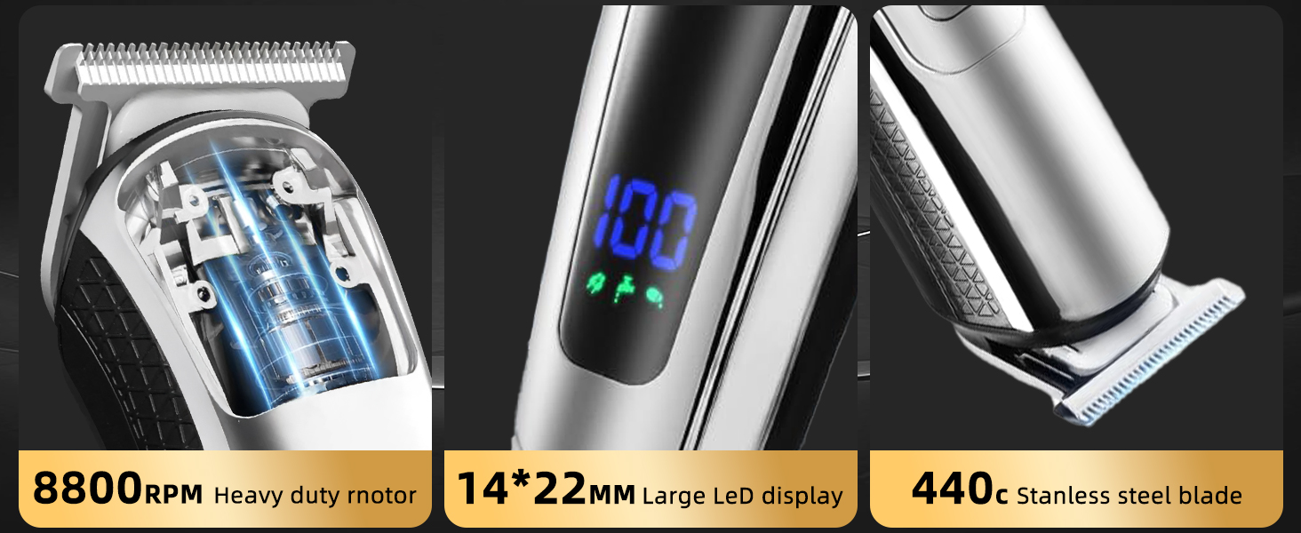 Beard Trimmer for Men, 20 Length Settings, 14-in-1 Cordless Grooming Kit, Waterproof Electric Razor for Men, Hair Trimmer, Nose Hair Trimmer, Cordless Hair Clippers Details 4