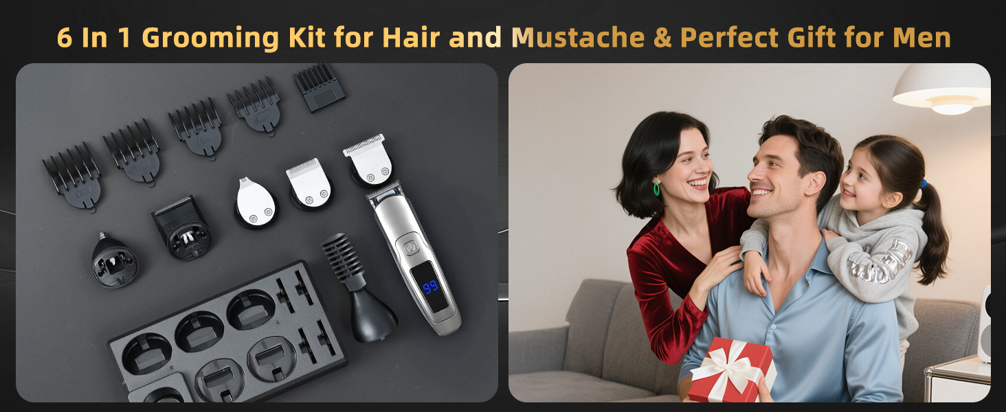 Beard Trimmer for Men, 20 Length Settings, 14-in-1 Cordless Grooming Kit, Waterproof Electric Razor for Men, Hair Trimmer, Nose Hair Trimmer, Cordless Hair Clippers Details 8